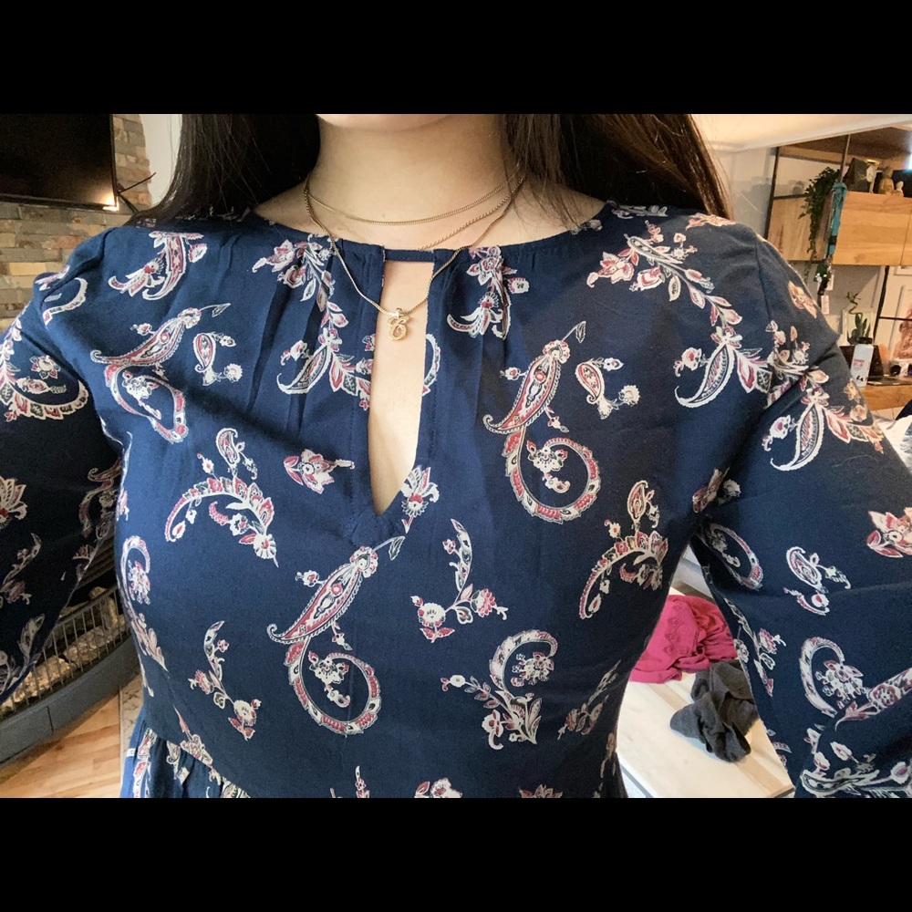 Navy print dress - Picture 3 of 5